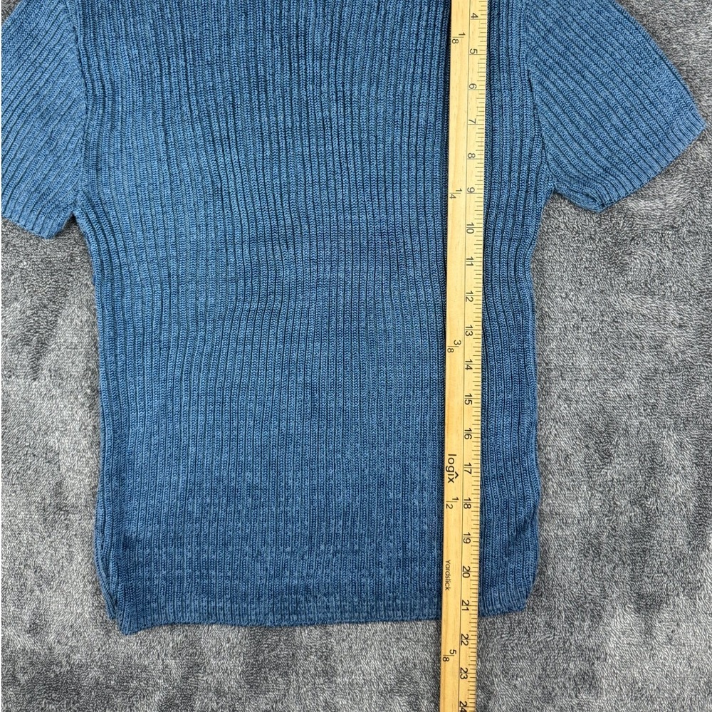 Vintage Y2K B.Z. Blue Ribbed Mock Neck Knit Top Womens Medium USA Made NWT - Picture 8 of 9